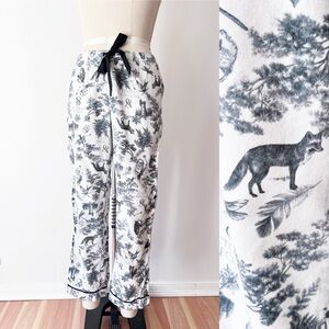 Victoria's Secret Enchanted Forest Flannel Pajama‎ Pants, Fox Owl Rabbit Castle